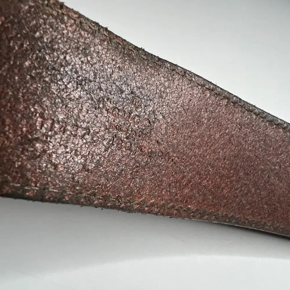 Gucci Men’s Leather Belt Brown GG Silver Buckle 114876 Made in‎ Italy